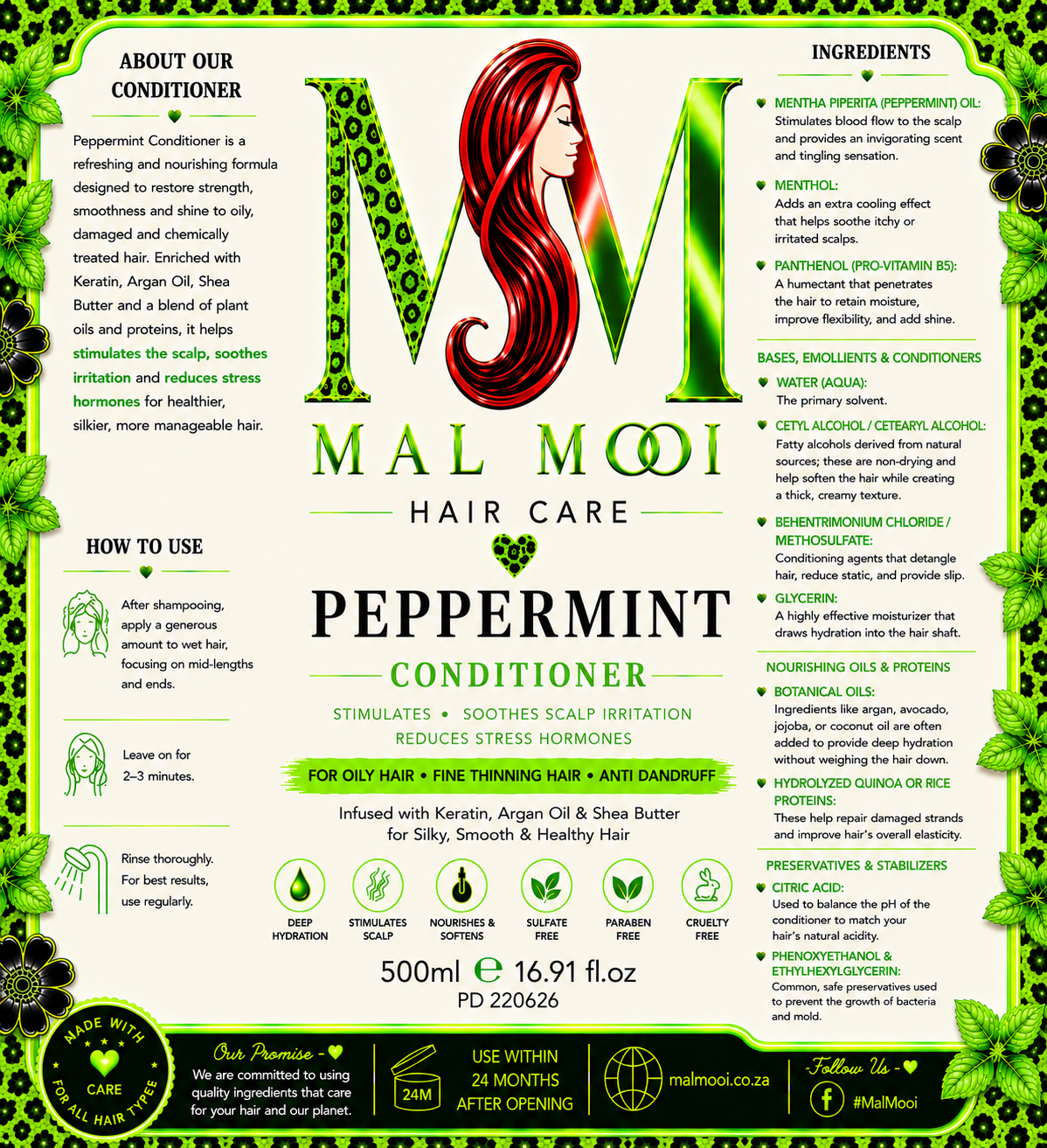 Peppermint Shampoo and Conditioner Set - 500ml each